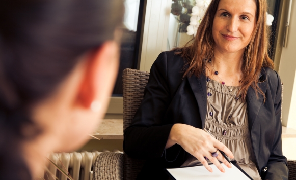 Counselor speaking with patient